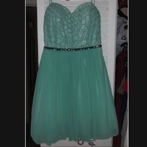 Teal green prom dress